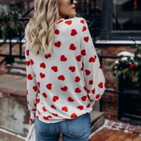 Sweetheart Red Heart Valentine Print Top L-XL - Picture 5 of 8